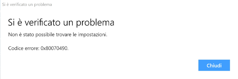 0x80070490 aggiornamento Windows