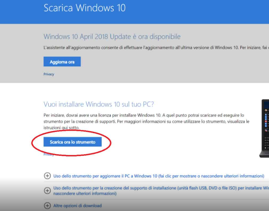 Scarica subito lo strumento, Windows 10