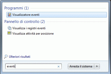 Cerca Visualizzatore eventi