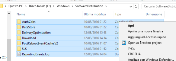 windows softwaredistribution cartella