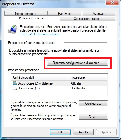 system restore configuration