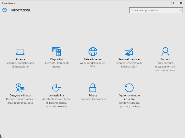impostazioni di Windows 10