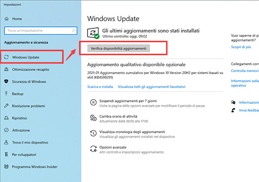 impostazioni di Windows Update
