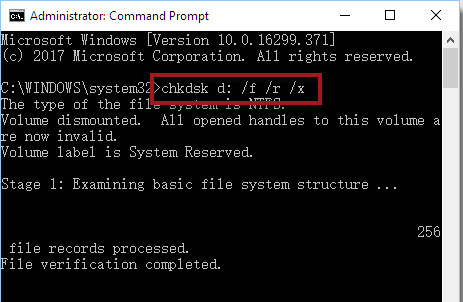 Windows chkdsk /r /f