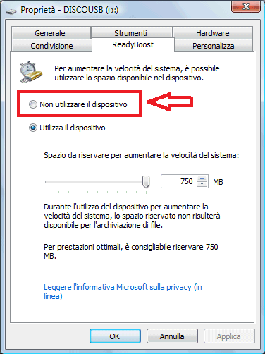 scegliere di non utilizzare questo dispositivo