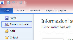 word, salva parola con nome