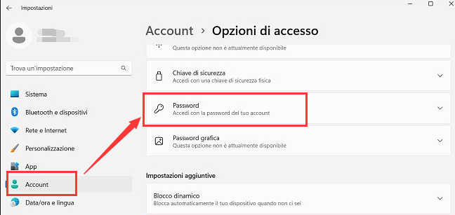 windows 11 opzioni accesso