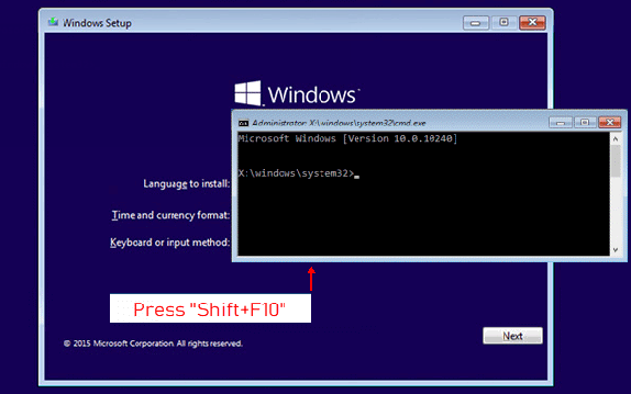 install Shift + F10