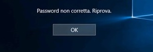 Password di Windows 10 non corretta