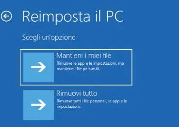 reimposta il PC