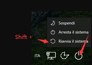 Pulsante di riavvio di Windows nella schermata di accesso