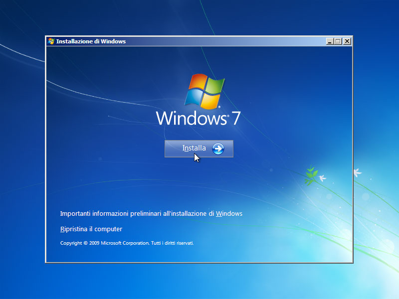 supporto di installazione di windows 7