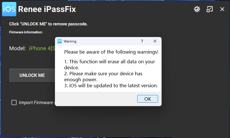 ipassfix UNBLOCK ME, confermare prima di sbloccare il dispositivo iOS