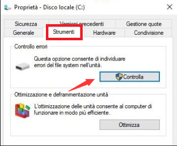 Windows controlla la partizione