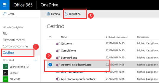 Cestino di OneDrive