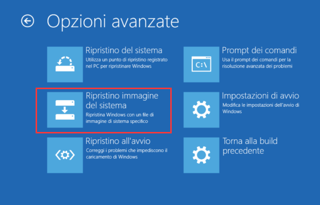 Recupero immagine di sistema Windows