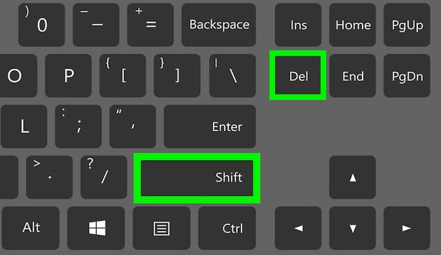 Shift + Delete