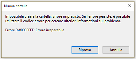 0x8000ffff errore catastrofico