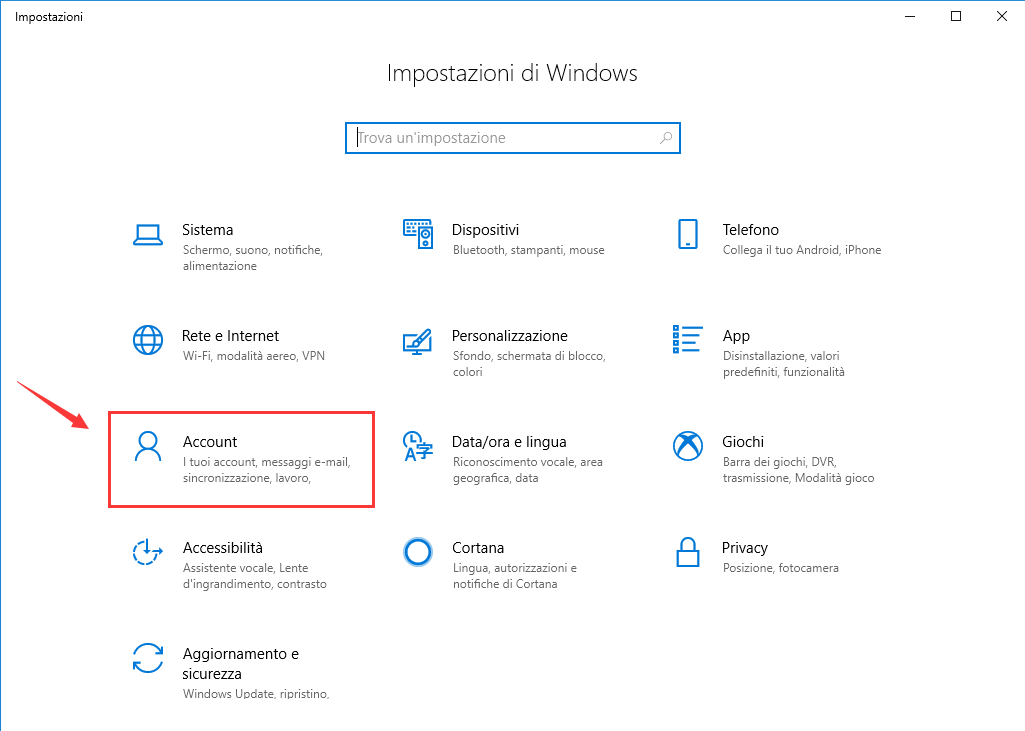 task manager non si apre Impostazioni di Windows