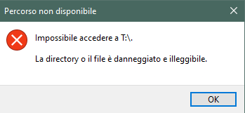 il file o la directory è danneggiato e illeggibile