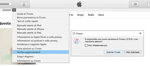 controllare se itunes deve essere aggiornato