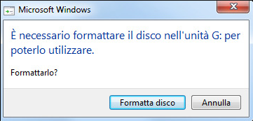 E necessario formattare il disco nell'unita perpoterlo utilizzare.