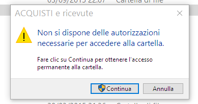 nessuna autorità di accesso alla cartella