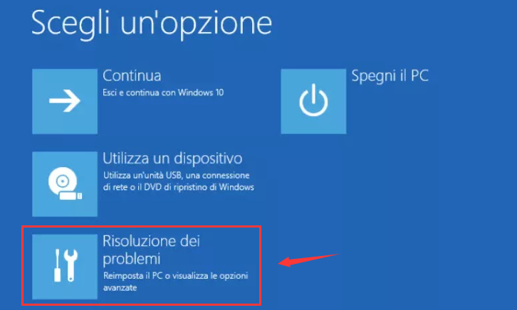 selezionare la risoluzione dei problemi in modalità provvisoria di Windows