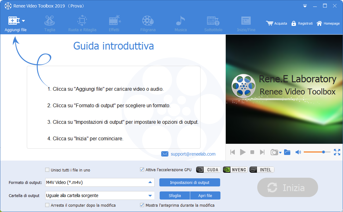 aggiungere file in Renee Video Editor Pro