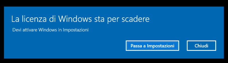 La licenza di Windows scadrà tra pochi giorni