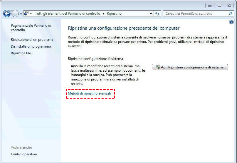 come ripristinare le impostazioni di fabbrica di windows 7