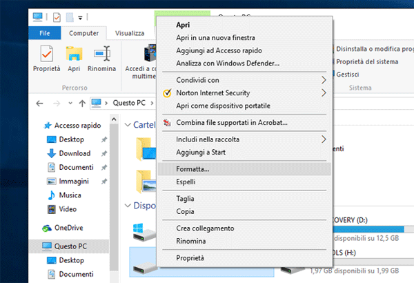 Formattare la scheda SD, Windows