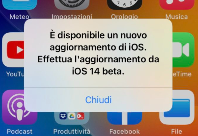 Notifica di aggiornamento iOS
