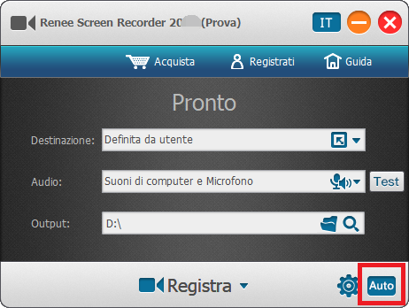 impostazioni di auto registrazione di renee screen recorder