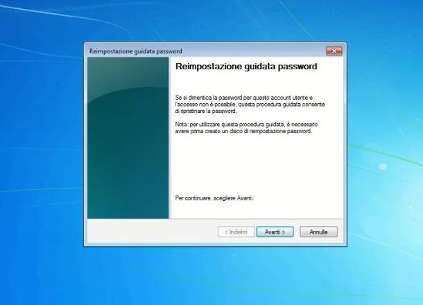 Inserisci il disco di reimpostazione della password