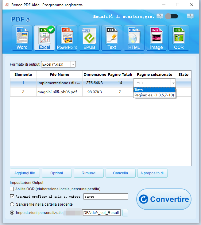aggiungi file a Renee PDF Aide e seleziona pagine