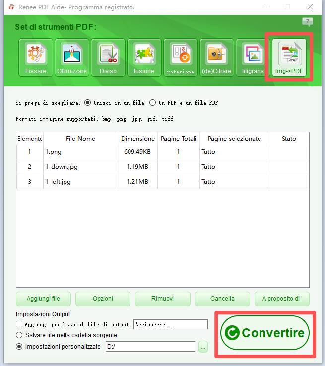 combina immagini in un pdf con renee pdf aide