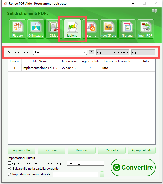 unire file PDF con Renee PDF Aide