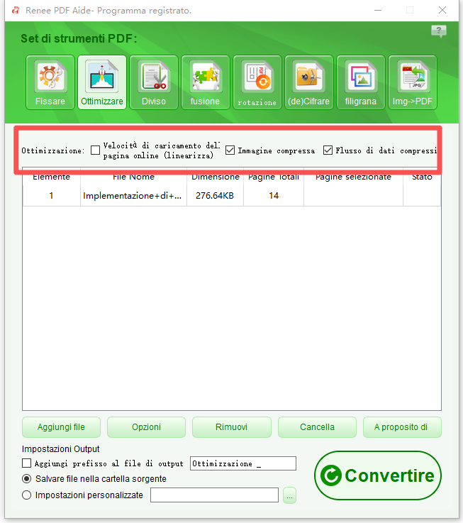 ottimizza file PDF con Renee PDF Aide