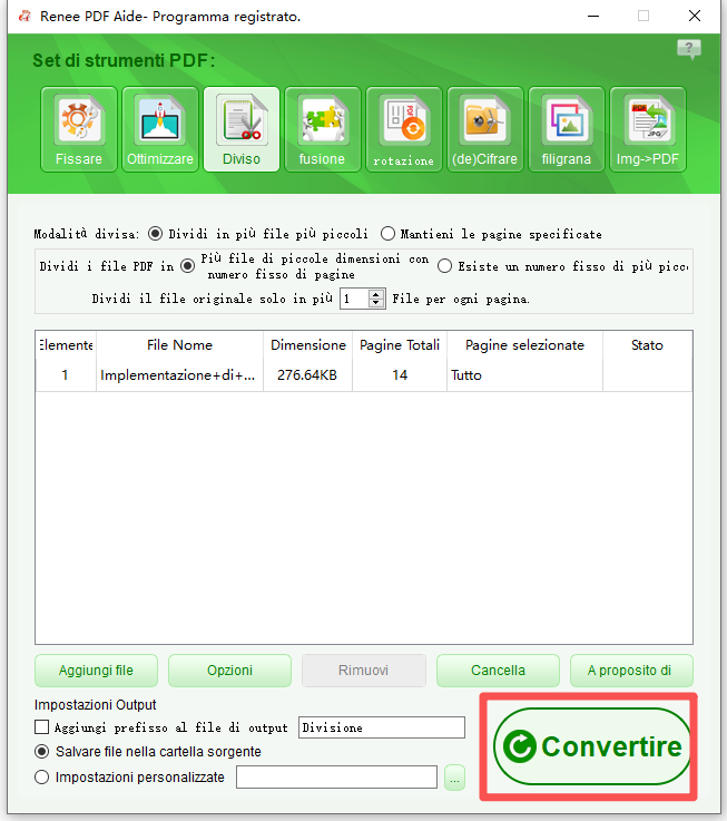 come dividere pdf con renee pdf aide