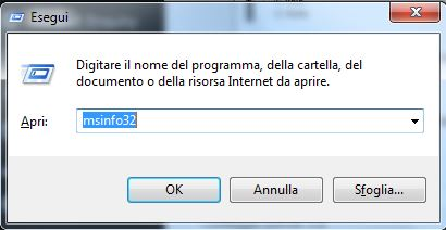 digitare msinfo32