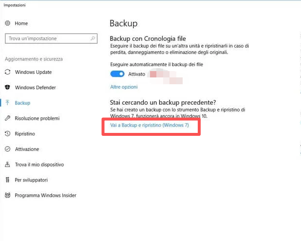 backup e ripristino windows 7