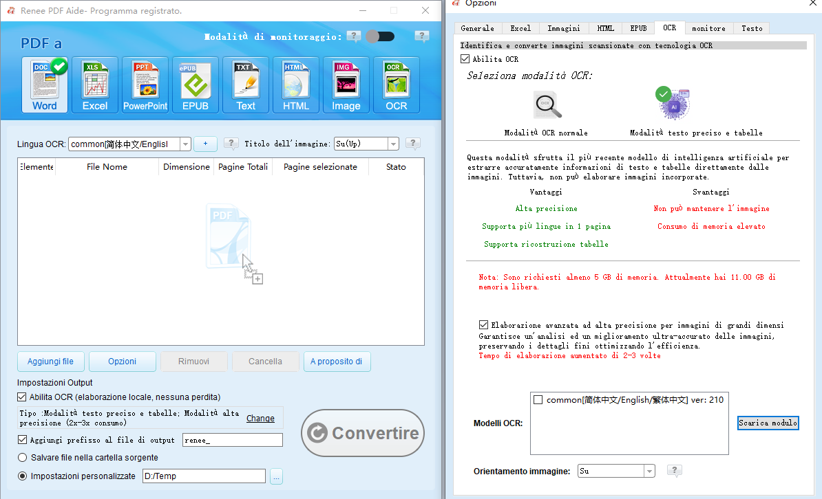 Renee PDF Aide PDF OCR con modelli IA multilingue