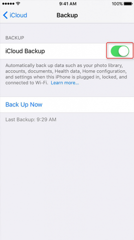 abilitare la funzione di backup in iphone con icloud 2