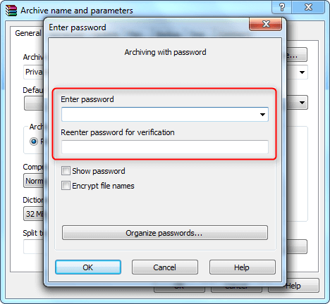 come usare winrar inserire la password per la cartella compressa