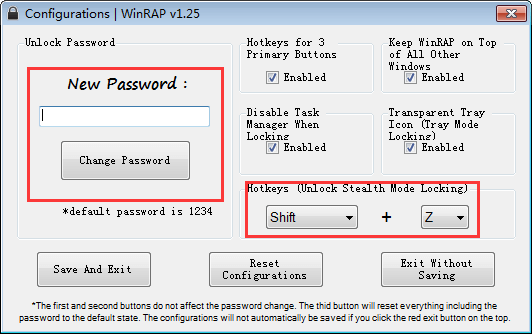 Cambio password WinRAP