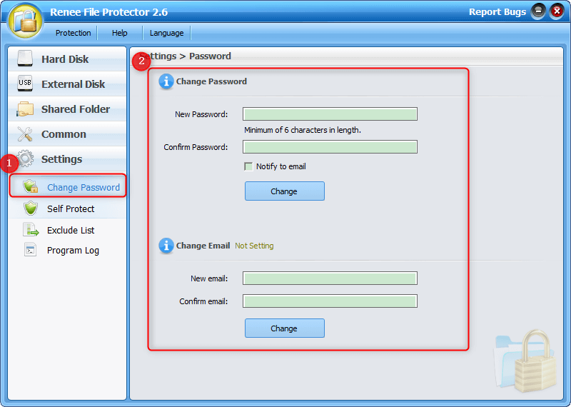 cambiare la password