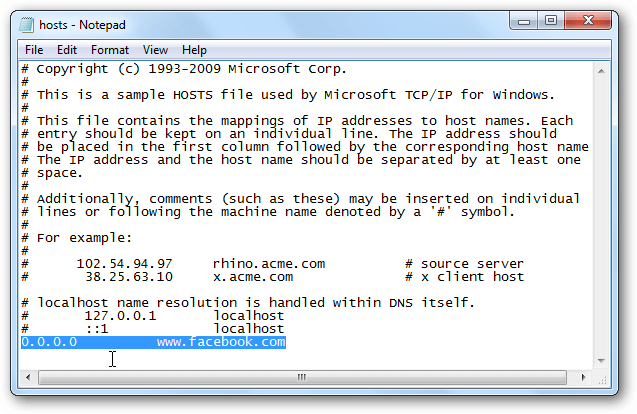 modificare il file host in Windows