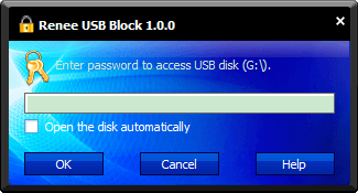 inserire la password per ottenere l'accesso a Renee USB Block