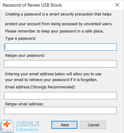 impostare la password master per il blocco USB Renee